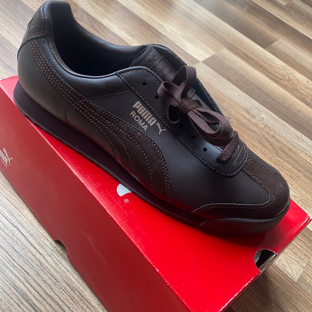 Puma Roma Croco Black coffee-Metallic Gold men’s 10 1/2